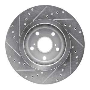 Lexus NX200T Brake Rotor (1) - Front Right - R1 Concepts - Drilled & Slotted - Silver - `08-`21